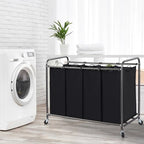 STORAGE MANIAC 3 Section Laundry Sorter, Laundry Hamper with Wheels, Black - Image 6