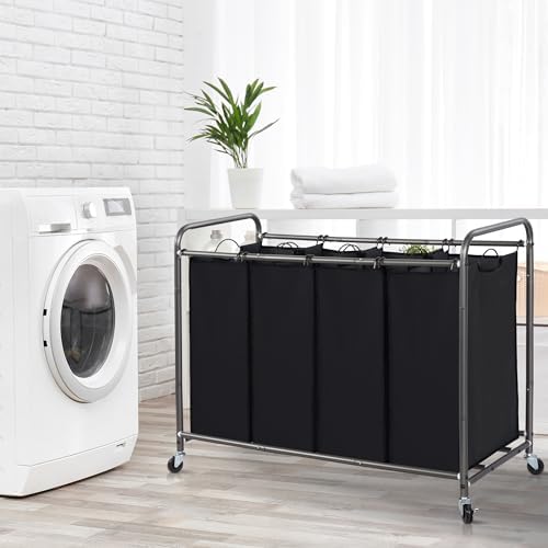 STORAGE MANIAC 3 Section Laundry Sorter, Laundry Hamper with Wheels, Black - Image 6