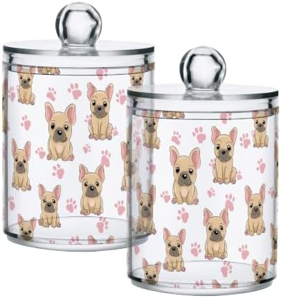4 Pack french bulldog dog pattern Apothecary Jars with Lid by Unknown