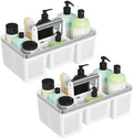 BYUNER 2Pack Plastic Shower Caddy: Portable Shower & Bathroom Caddy Tote with Handle, 4 Divided Compartments, Hard Plastic Shower Basket with All-Side Drainage for College Dorm Room Essentials by MakesYourHomeMoreOrganized