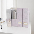 BLU MONACO | Foldable Magazine File Holder Set of 4 | Moroccan Tile Cardboard Organizers | Vertical Desk and Shelf Storage for Home Office Dorm | Decorative File Boxes - Image 4