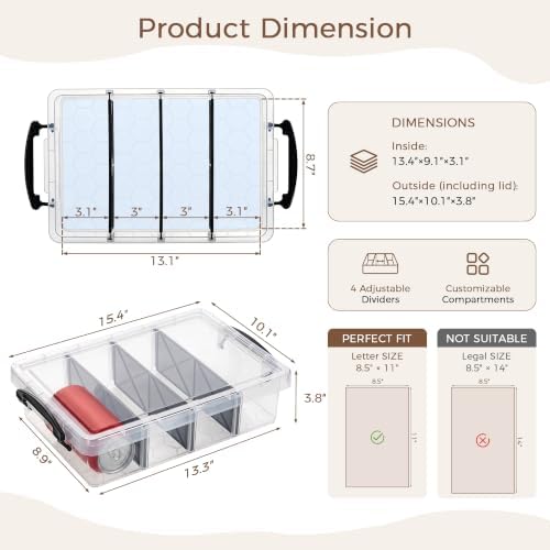 Citylife 2PC Storage Bins with Lids,Storage Box with Dividers - Image 3