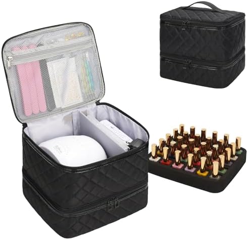 Nail Polish Organizer Bag Holds 30+ Bottles (15ml/0.5 fl.oz) &UV Nail Lamp by Ethereal