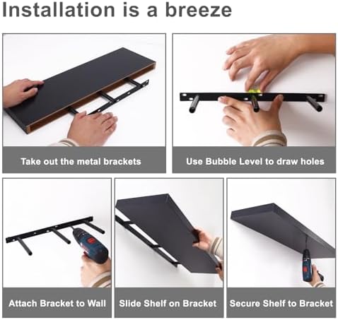 Fixwal Floating Wall Shelves for Decor (Black, Set of 2, 22Inch) - Image 7