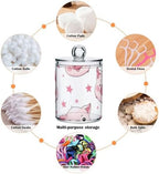 susiyo 4 Pack Small Qtip Holder Dispensers Pigs and Stars Plastic Jars with Lid for Cotton Balls Swabs Pads - 4 Pcs - Image 3