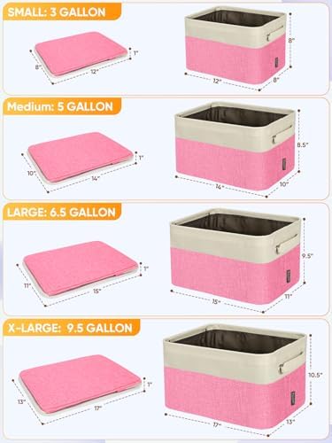 BALEINE 3 Pack Fabric Closet Storage Bins for Shelves, Linen Closet Organizers and Storage, Decorative Baskets for Organizing, Shelf, Clothes, Home, Office (Pink, 14''x10''x8.5') - Image 2