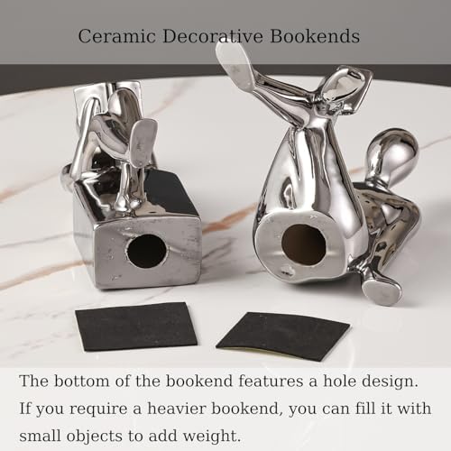 Ceramic Decorative Bookends, Book Ends for Shelves, Home Office Decor - Image 5