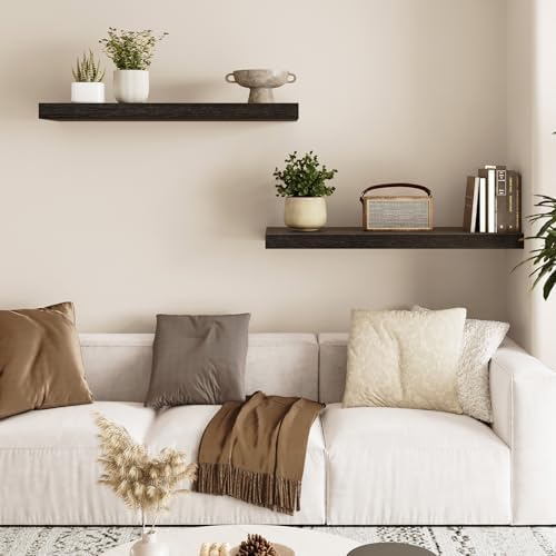 Fixwal Floating Wall Shelves for Decor (Black, Set of 2, 22Inch) - Image 2