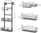 Orimade Over the Door Shower Caddy Adjustable 3 Tier Dark Grey,Bathroom Hanging Organizer Shelf Rustproof with 4 Hooks,Shower Basket with Soap Holder and Suction Cup - Image 6