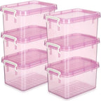 Wenqik 6 Pack Colorful Plastic Storage Bins with Lids, Pink by Wenqik
