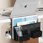 MAXECHO Desk Side Storage, Under Desk Laptop Mount, Table Side Hanging File Organizer, No Drill Clamp On Cable Management Tray, Laptop Holder with Magnetic Pen Holder for Office and Home, Load 22 Lbs - Image 7