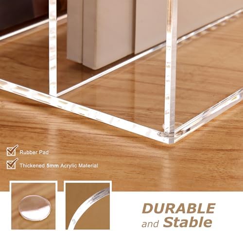 SANRUI Acrylic Magazine Holder Desk Organizer Workspace Sorters, Clear Bookend File Sorter Folder Rack For Home Office Accessories Organization Storage with 5 Vertical Compartments - Image 7