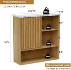 FerniTry Farmhouse Bathroom Wall Cabinet Fluted,Medicine Cabinet Over The Toilet Storage Cabinet with Adjustable Shelf, Wood Wall Mounted Storage Cabinet Organizer (Oak, Medium) - Image 3