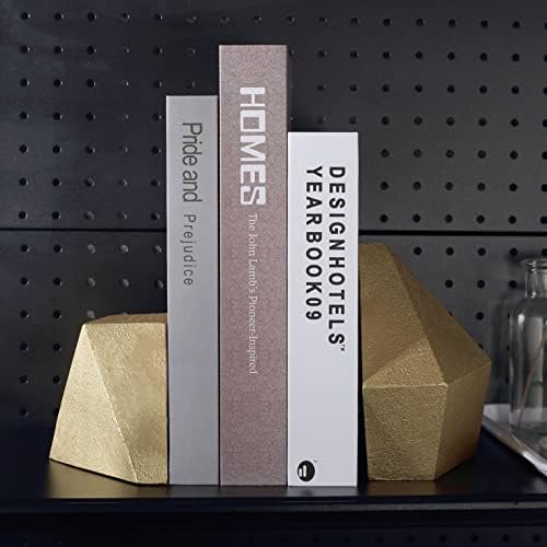Ambipolar Decorative Gold Cast Iron Bookends, Home Decorative Bookends for Heavy Books, Abstract Bookends for Bookshelves, Office Desk, Living Room Decor - Image 4