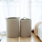 72L Woven Laundry Basket,Tall Wicker Laundry Basket for Blankets,Clothes,Pillows,Toys,Shoes Large Cotton Laundry Hamper for Bedroom Living Room Bathroom - Image 5