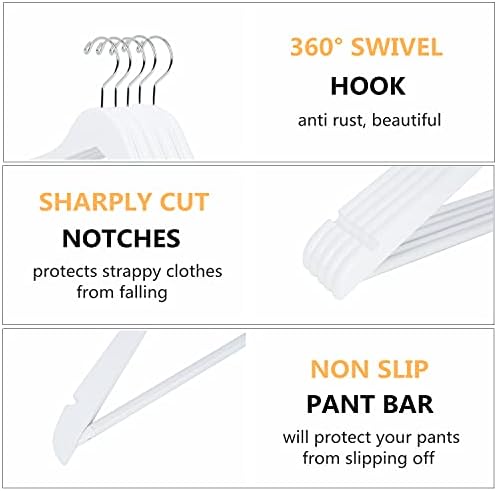 Amber Home 20 Pack 15" White Wooden Clothes Hangers for Woman - Image 3