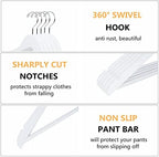 Amber Home 20 Pack 15" White Wooden Clothes Hangers for Woman - Image 3