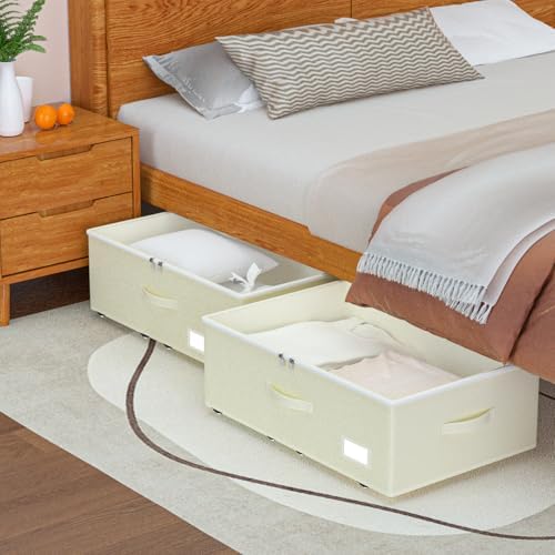 EE-RoomWorld Under Bed Storage with Wheels, No Assemble Required 12 inches height Under Bed Storage bins,Large capacity Rolling Underbed Shoe Storage containers，dorm underbed storage drawers - Image 6