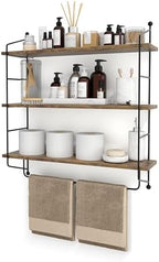 Sorbus 3-Tier Floating Shelves for Wall, Bathroom Storage & Decor (Brown) by Sorbus