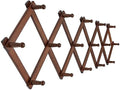 SKOLOO Accordion Wall Hanger with 16 Hooks, Modern Expandable Coat Rack Hat Rack for Wall, Solid Wooden, Walnut Color by SKOLOO