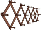 SKOLOO Accordion Wall Hanger with 16 Hooks, Modern Expandable Coat Rack Hat Rack for Wall, Solid Wooden, Walnut Color by SKOLOO