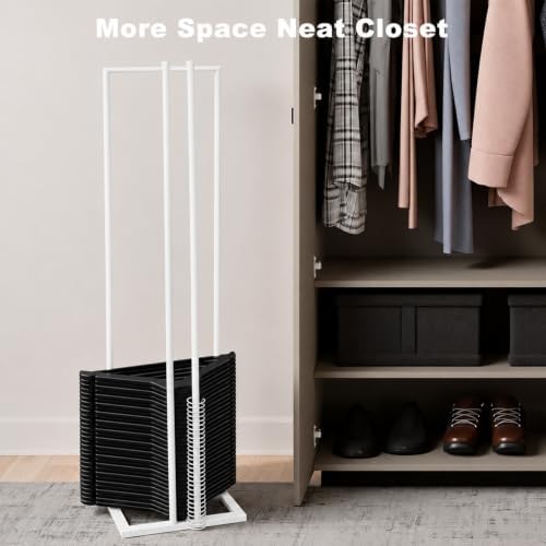 32 Inch Hanger Organizer, Metal Hanger Storage Stacker, White - Image 5