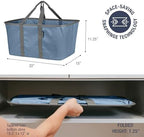 CleverMade Collapsible Laundry Baskets, 50L Tote 2 Pack, Denim - Image 2