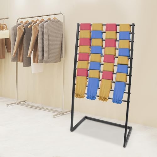 Scarf Display Stand, 10 Tier Metal Scarf Holder Organizer, Scarf Hanger Scarf Holder Scarf Organizer Belt Organizer Pants Rack Scarf Rack for Commercial Clothing Retail Store (Black, 80cm) - Image 2