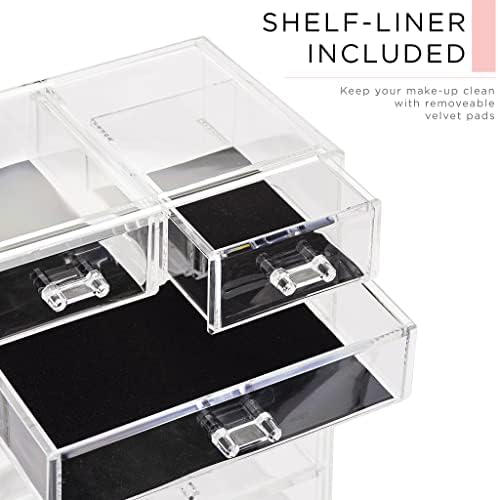 Sorbus Makeup Organizer, 6-Drawer Acrylic 2-Piece Set (Clear) - Image 6