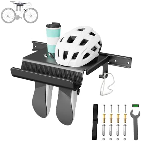 Bike Wall Mount Rack with Shelf and Hooks Saving space by BEISHI