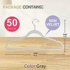 50 Pack Slim Plastic Clothes Hangers Grey - Image 2