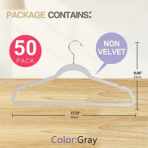 50 Pack Slim Plastic Clothes Hangers Grey - Image 2