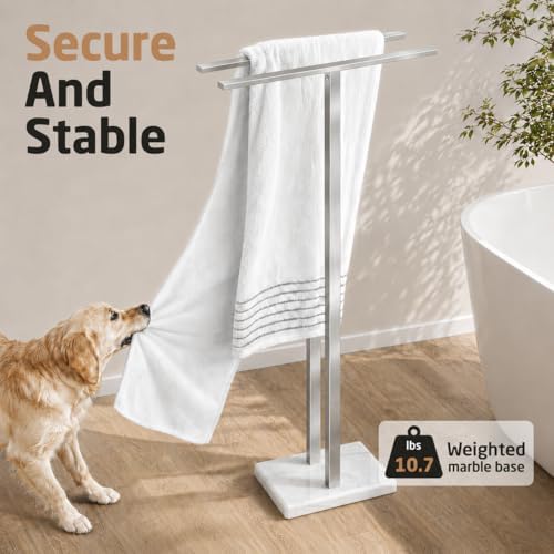 KES 43'' H Standing Towel Rack for Bathroom, Weighted Marble Base - Image 4
