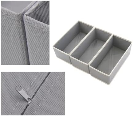 Small Foldable Fabric Drawer Organizer 9-Pack - 11" Breathable Closet & Dresser Storage Bins for Underwear, Socks, Baby Clothes & Bras, Light Grey - Image 2