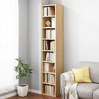 IOTXY Small Narrow Corner Bookcase - 71" Tall Gap Storage Cabinet, Oak - Image 2