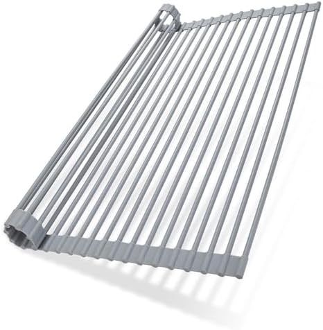 Ohuhu Dish Drying Rack Over The Sink, Roll Up Sink Rack 20.5" W x 13.1" L Rolling Dish Drainer Foldable Accessories Heat-Resistant Mat Anti-Slip Silicone Coated for Kitchen Counter by Ohuhu