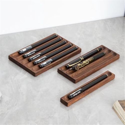 Pen holder Organizer of Office desks,Walnut Desk Pen Stand,Wave Pen Tray Accessory,Teacher Gifts,Suitable for School,Home,Desktop Art Accessories (Walnut, 5 Grid) - Image 3
