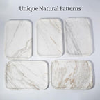 Karibiber Marble Vanity Tray, Marble Bathroom Tray Countertop, Decorative Trays for Dresser Organizer, White Stone Storage Serving Trays for Kitchen, Perfume, Jewelry Cathall Holder, Unique Veining - Image 3