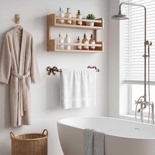 12 in Bow Antique Brass Towel Bar Vintage Gold Bathroom Towel Rack - Image 5