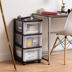 IRIS USA 3-Drawer Rolling Storage Cart, Black/Clear - Image 2