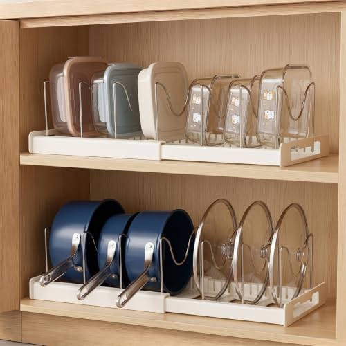 2 Pack Kitchen Pot and Pan Organizer Under Cabinet Expandable Rack Storage by Unknown
