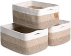 NaturalCozy Storage Baskets 16.8”x13”x7.6” Cotton Rope Woven Baskets for Organizing 3-Pack | Toy Storage Bins | Basket for Shelves, Laundry, Blanket, Clothes, Closet, Kitchen, Bathroom, Gifts by NaturalCozy