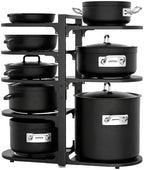 Adjustable Pots & Pans Organizer for Cabinet: 8-Tier Heavy Duty Pan Rack by Stayorganized
