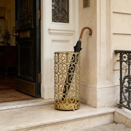 Joveco Metal Umbrella Racks, Gold Round Stand Holder Organizer with Drip Tray, Freestanding Holders for Canes Walking Sticks Entryway Home Office (Gold) by Joveco