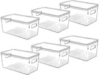 Clear Plastic Storage Bins with Lids, Perfect for Kitchen Organization or Pantry Organization and Storage, Stackable Fridge Organizer Bins, Storage Containers for Organizing, Cabinet Organizers by CONTROLKITCHEN
