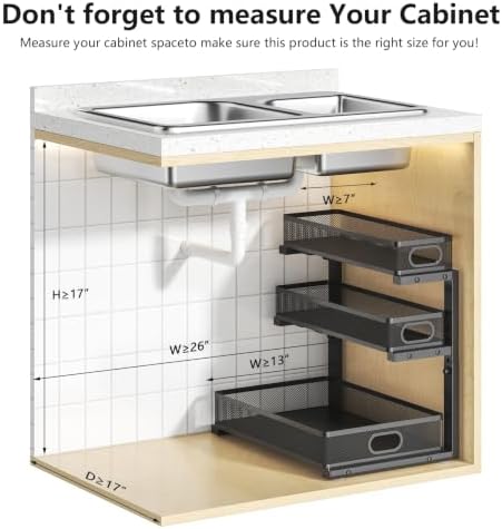 3-Tier Under Sink Organizer, Slide Out Drawer Rack, Black, 2 Pack - Image 2