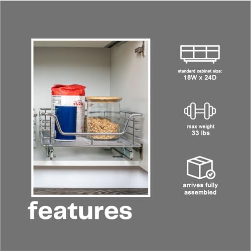Household Essentials Chrome-Plated Steel Pull-Out Basket Organizer - Image 6