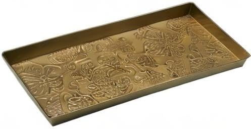 HF by LT Poppies Pattern Metal Boot Tray, 30 x 13 inches, Antique Brass Finish - Image 4