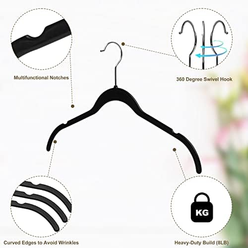 Quality Hangers Clothes Hangers 50 Pack - Non-Velvet Plastic Hangers for Clothes -Heavy Duty Coat Hanger Set -Space-Saving Closet Hangers with Chrome Swivel Hook, Non-Flocked Hangers (50, Black) - Image 5