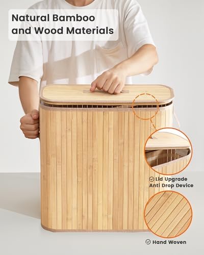Bamboo Toilet Paper Storage Basket with Lid & Handle - 32L Large Capacity Handwoven Bathroom Organizer for 16 Rolls - Sturdy Stand Holder for Toilet Paper Organization, Natural - Image 5